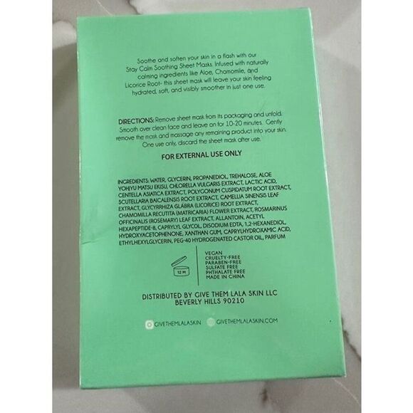 LALA BEAUTY Stay Calm Smoothing Sheet Masks Qty- 4 New Unopened - Picture 4 of 4